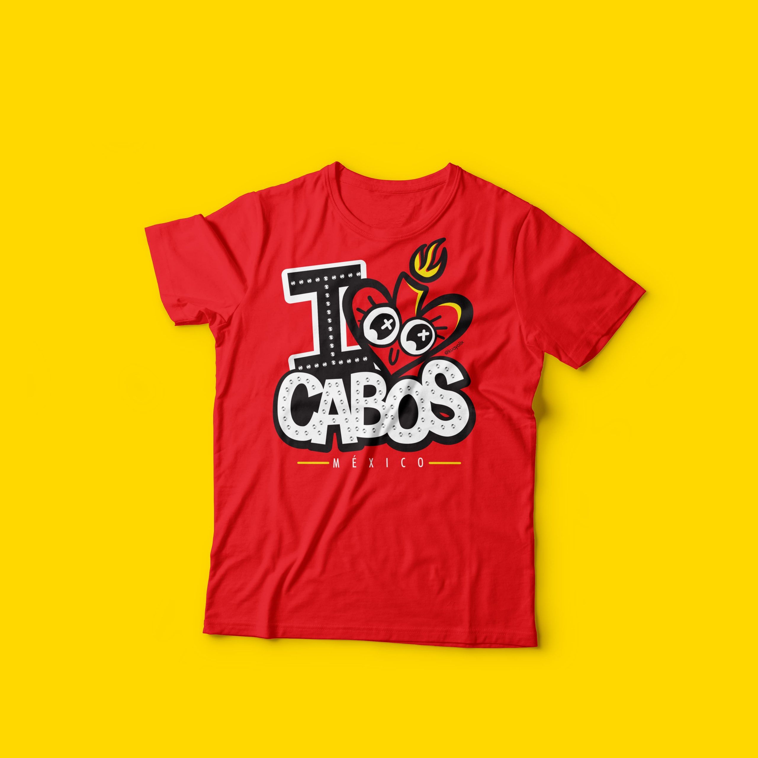 Diseño de playera estampada para souvenir Diseño freelance para cabo San Lucas ilustracion de corazón
