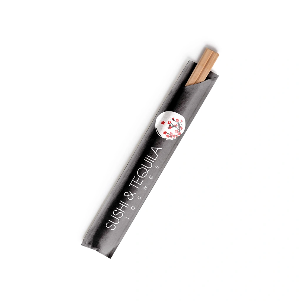 Identidad de Marca - Empaque para Palillos de Sushi en Color Negro