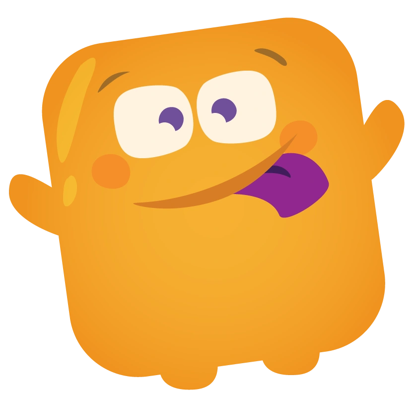 Diseño de Personajes - Ilustración de Caramelo Suave Cuadrado en Color Naranja