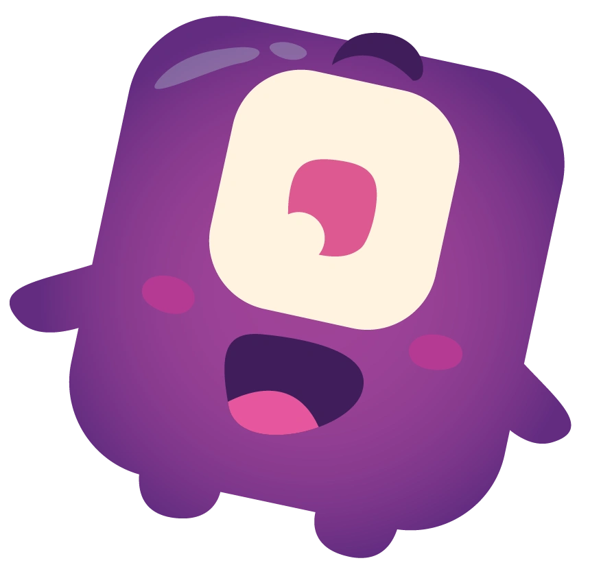 Ilustración de Personajes - Caramelo Suave Cuadrado en Color Morado con un solo ojo